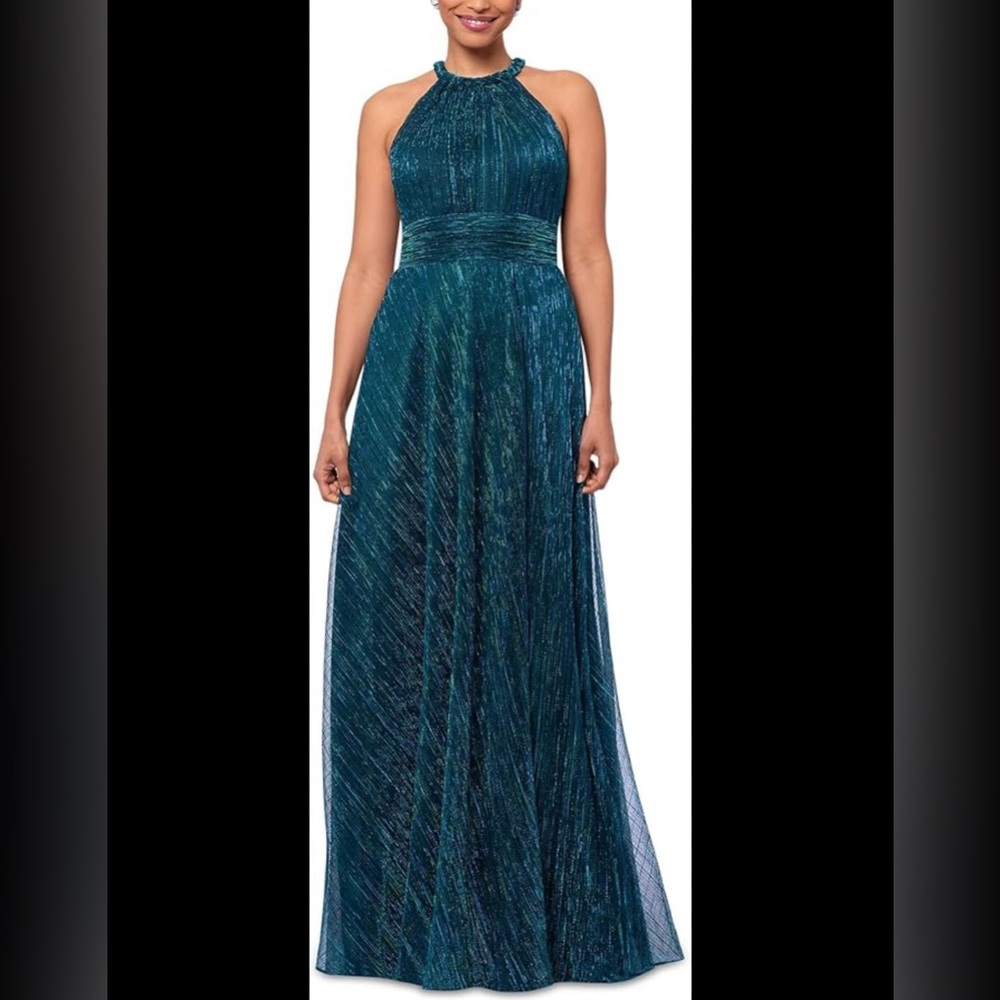 BETSY & ADAM NWT Elegant Green Halter Neck Dress